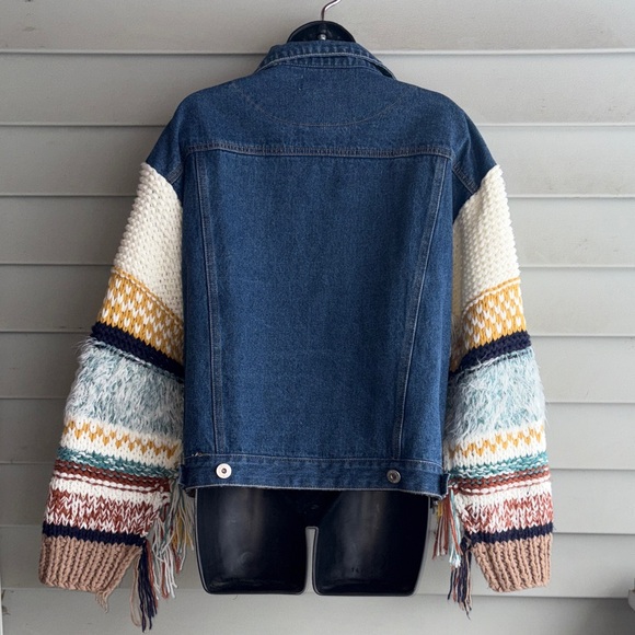 POL Denim Crochet Jacket with Fringe. Size Medium. Great condition. - Picture 12 of 16